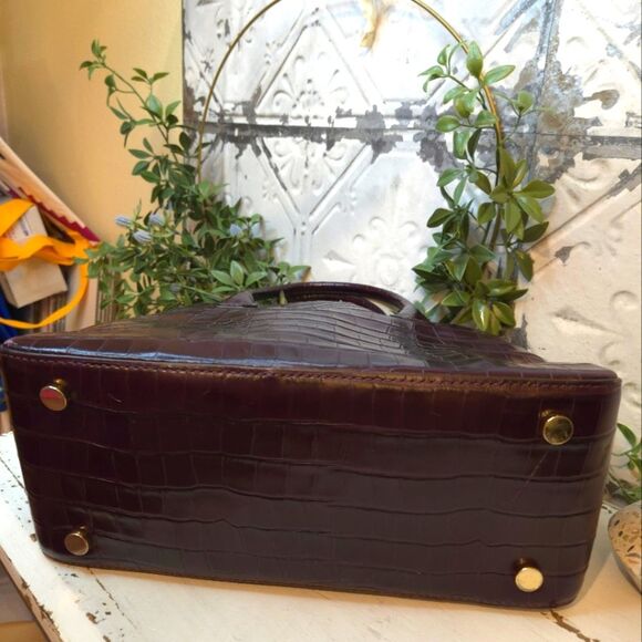 Michael Kors Mercer Crocodile-Embossed Leather Dome Satchel w/Gold Accents - Picture 8 of 14